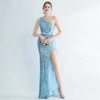 Gorgeous Sequin One-Shoulder Floor-Length Prom Dress