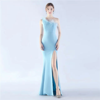 Elegant Boat Neck Floor-Length Satin Prom Dress