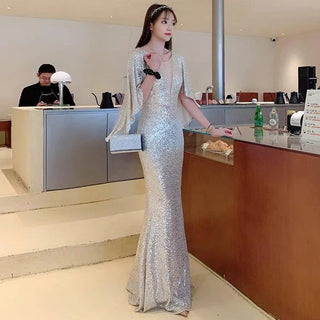 Gorgeous O-Neck Sequin Evening Dress - Trumpet Mermaid Floor-Length Formal Gown for Women