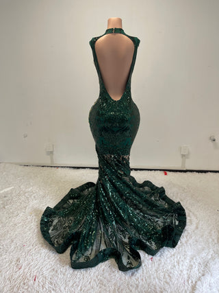 Elegant Aqua Mermaid Gown with Intricate Sequin Embellishments