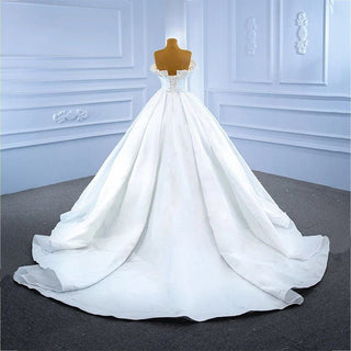 Latest Satin With Pearls Ball Gown Wedding Dress