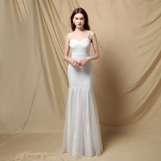 Floor-Length Sweetheart Prom Dress with Sequins - Sexy Wedding Car Model Exhibition Dress