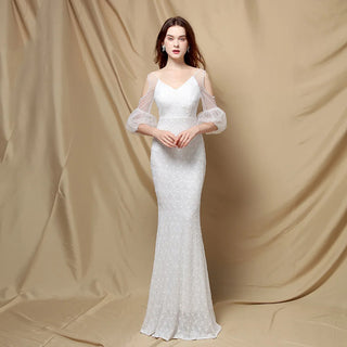 Stunning Sequin V-Neck Floor-Length Mermaid Prom Dress - Elegant Evening Party Gown