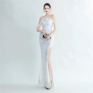 Sexy One-Shoulder Sequin Prom Dress with Split - Evening Gown