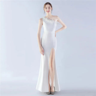 Elegant Boat Neck Floor-Length Satin Prom Dress