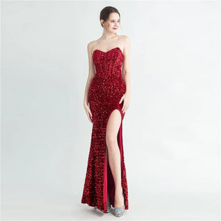 Floor-Length Sequin Mermaid Prom Dress with Split