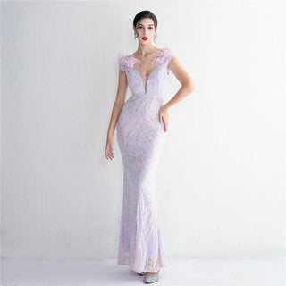 Sexy V-Neck Sequin Prom Dress Long Mermaid Evening Dress Elegant Formal Party Gown