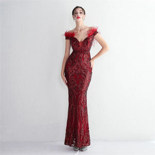 Sexy V-Neck Sequin Prom Dress Long Mermaid Evening Dress Elegant Formal Party Gown