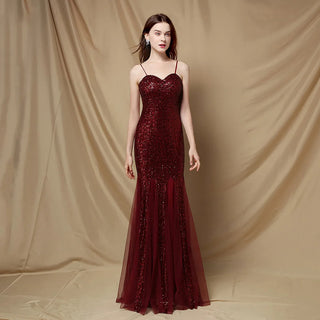 Floor-Length Sweetheart Prom Dress with Sequins - Sexy Wedding Car Model Exhibition Dress