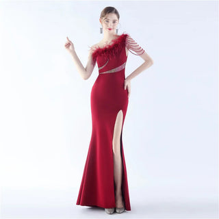 Stunning One-Shoulder Prom Dress with Floor-Length Satin and Mermaid Prom Dresses