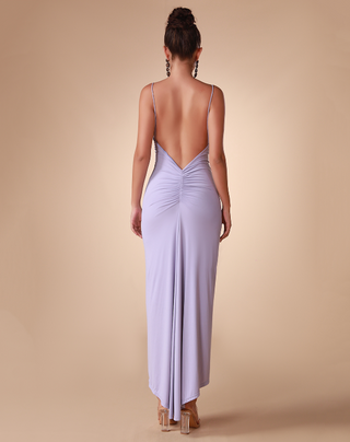 Ships in 1 to 3 Days - Elegant Backless Spaghetti Strap Maxi Dress with V-Neckline