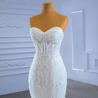 Luxury Mermaid Sleeveless Sweetheart Lace-Up Wedding Dress