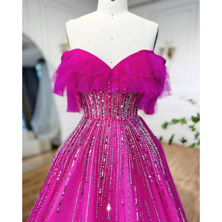 Fuchsia A-Line Graduation Evening Dress 2024 with Beaded Luxury - Ideal for Women's Party