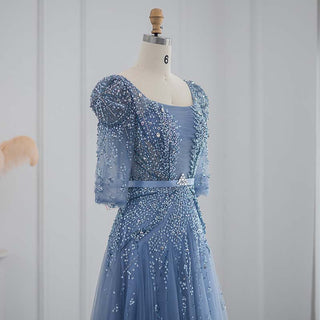 Elegance in Blue: Formal Party Lace Gowns Evening Dress