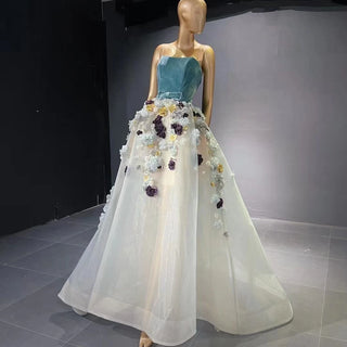 QUEENS DUBAI: A-Line Grace - Sleeveless 3D Flower Costume Dress for a Captivating Stage Show Evening