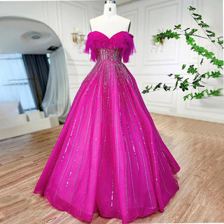 Fuchsia A-Line Graduation Evening Dress 2024 with Beaded Luxury - Ideal for Women's Party