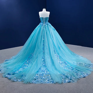 Blossom in Elegance: Blue Flower Sweetheart Party Evening Dresses for Women