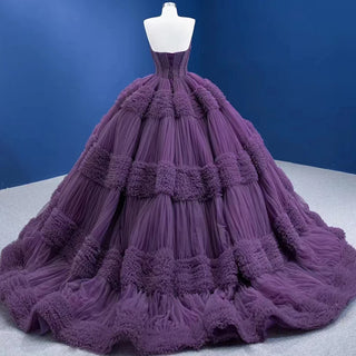 Regal Splendor: Princess-Inspired Beaded Ball Gown for Prom and Evening Elegance