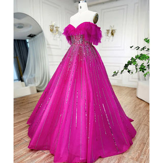 Fuchsia A-Line Graduation Evening Dress 2024 with Beaded Luxury - Ideal for Women's Party