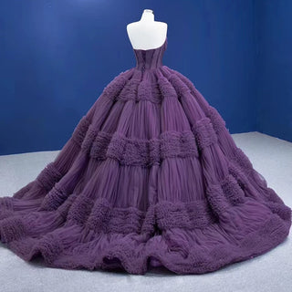 Regal Splendor: Princess-Inspired Beaded Ball Gown for Prom and Evening Elegance