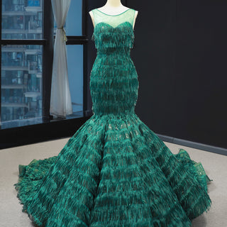 Enchanting in Green: Mermaid Evening Dress for Ladies' Elegant Evening Dinners