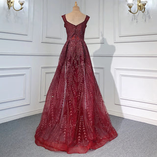 Radiant Wine Red: 2024 Luxury Evening Dress with Beading, Mermaid Silhouette, and Elegant Overskirt