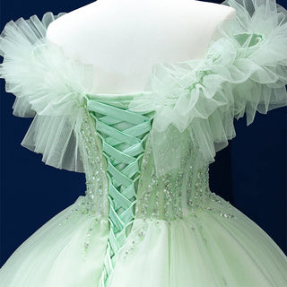 Opulent Elegance: Luxury Green Lace Ball Quinceañera Dress for Women