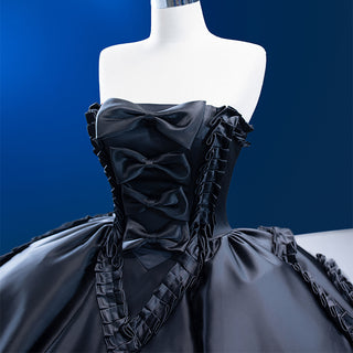 Elegance Embodied: Black Bow Sleeveless Satin Evening Ball Gown Dress