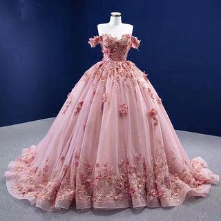 Elegance in Bloom: Flower Fashion Pink Party Evening Ball Gown Dresses