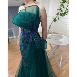 Dubai Glamour: 2024 Green Beaded Mermaid Evening Gown with High Split - Prom Dress for Women's Wedding Party