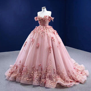 Elegance in Bloom: Flower Fashion Pink Party Evening Ball Gown Dresses