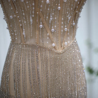 Elegance Unleashed: Sleeveless Luxury Evening Dresses with Sequins and Pearls