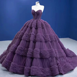 Regal Splendor: Princess-Inspired Beaded Ball Gown for Prom and Evening Elegance